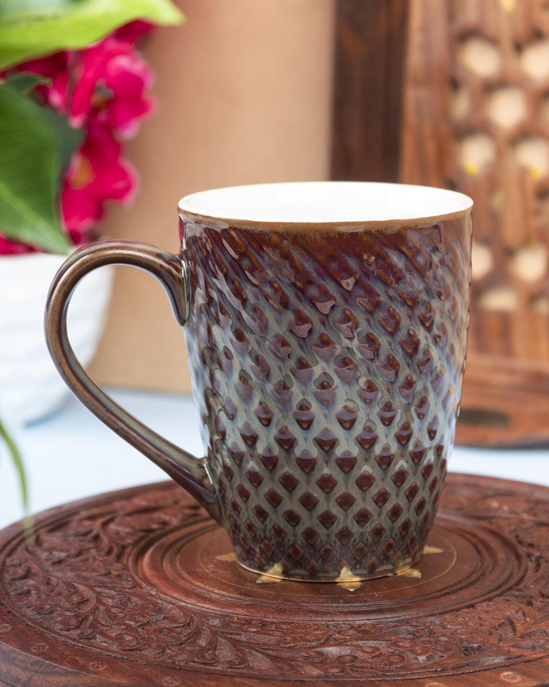 Dual Glazed Diamond Textured Ceramic Mug (Matte Finish, 330 mL) - MARKET 99