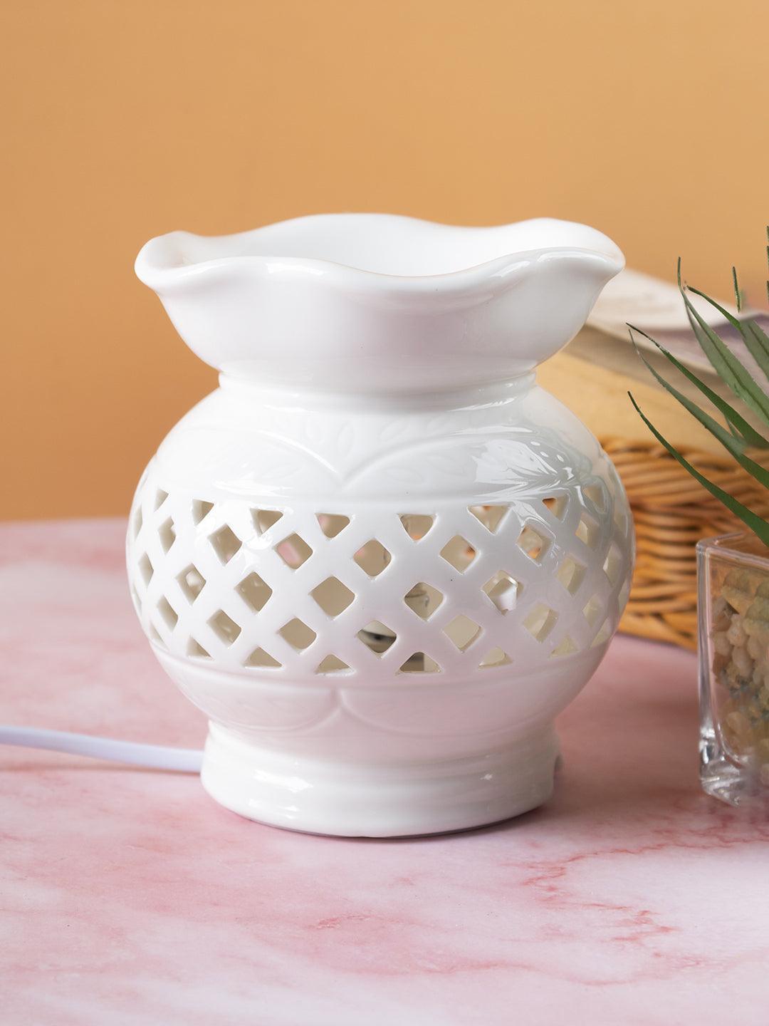 Electric Aroma Burner, Reed Diffuser, Essential Oil Diffuser, Ivory, Ceramic - MARKET 99