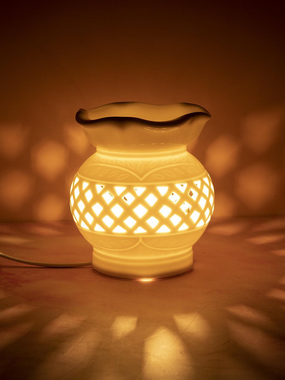 Electric Aroma Burner, Reed Diffuser, Essential Oil Diffuser, Ivory, Ceramic - MARKET 99