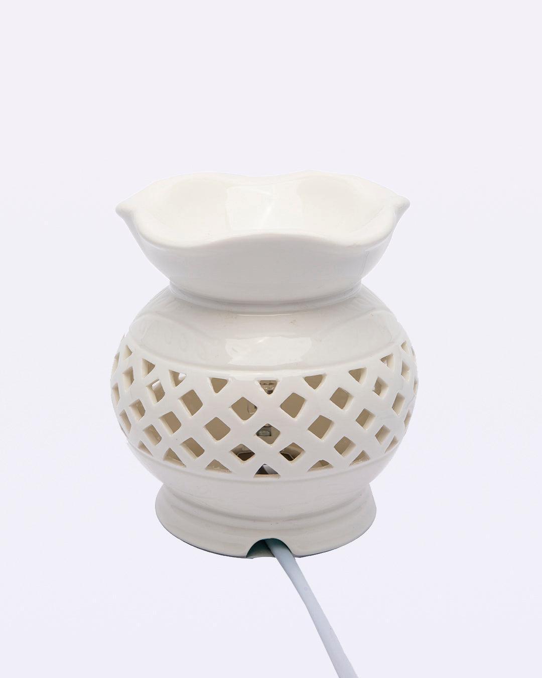 Electric Aroma Burner, Reed Diffuser, Essential Oil Diffuser, Ivory, Ceramic - MARKET 99