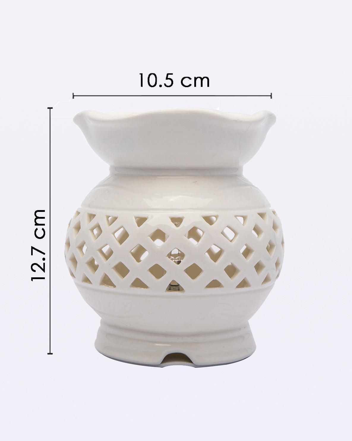 Electric Aroma Burner, Reed Diffuser, Essential Oil Diffuser, Ivory, Ceramic - MARKET 99