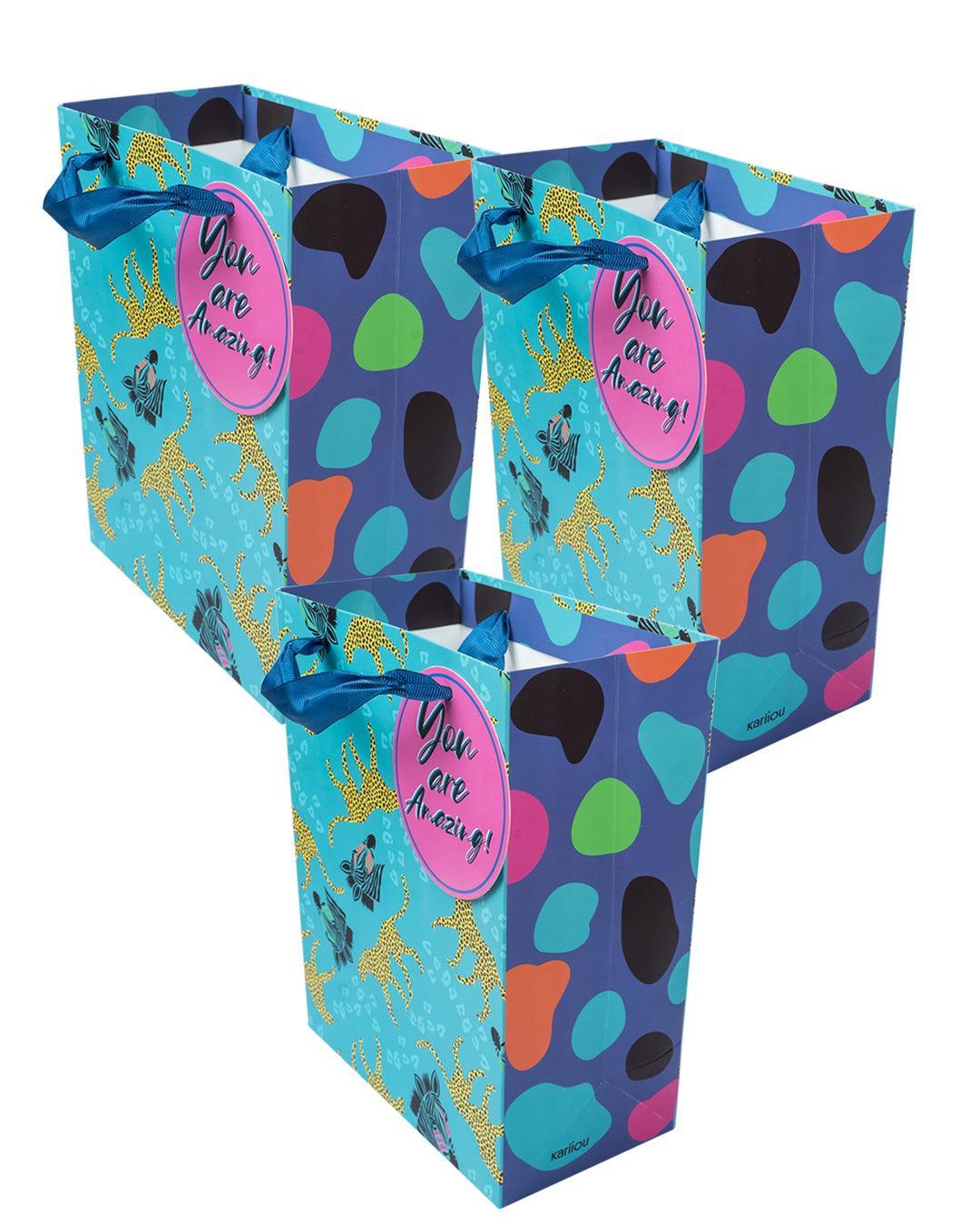 Gift Bag, Cheetah, Paper Bag, Small, Multicolor, Paper, Set of 3 - MARKET 99