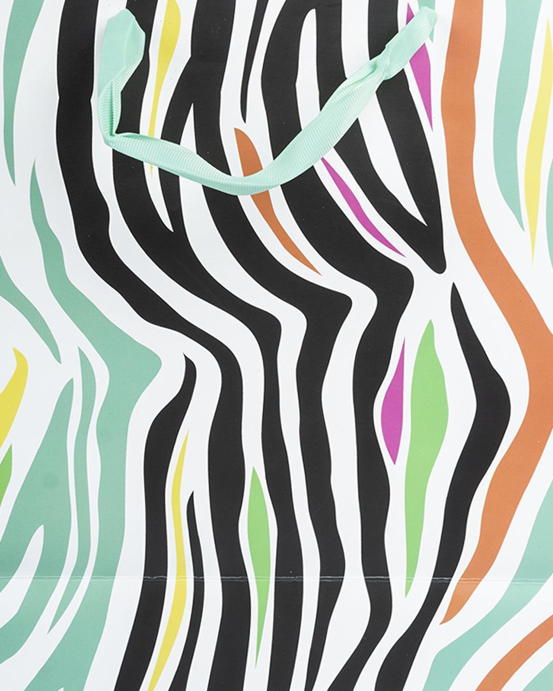Gift Bag, Zebra Print, Paper Bag, Medium, Multicolor, Paper, Set of 3 - MARKET 99