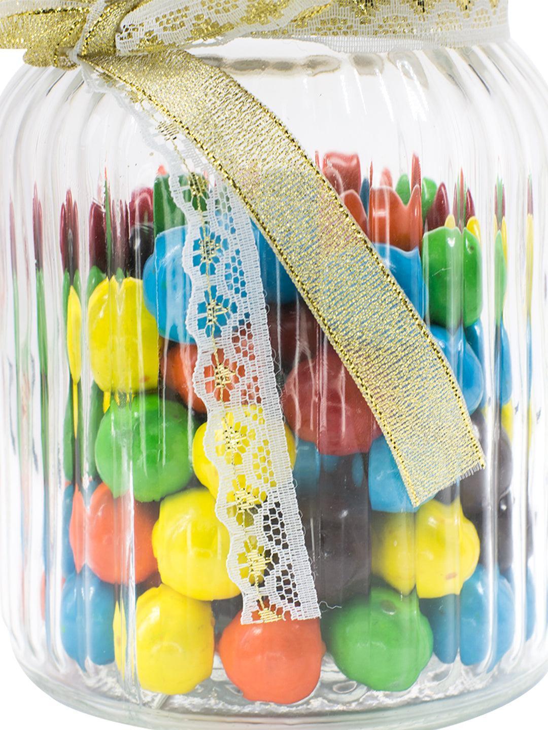 Glass Decorative Jar With Lid - 950 Ml - MARKET 99