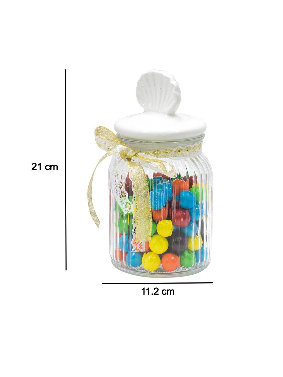 Glass Decorative Jar With Lid - 950 Ml - MARKET 99