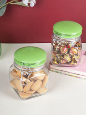 Glass Jar With Green Ceramic Lid Pack Of 2 Pcs - (Each 700 Ml) - MARKET 99