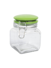 Glass Jar With Green Ceramic Lid Pack Of 2 Pcs - (Each 700 Ml) - MARKET 99