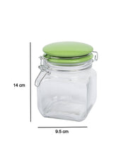 Glass Jar With Green Ceramic Lid Pack Of 2 Pcs - (Each 700 Ml) - MARKET 99