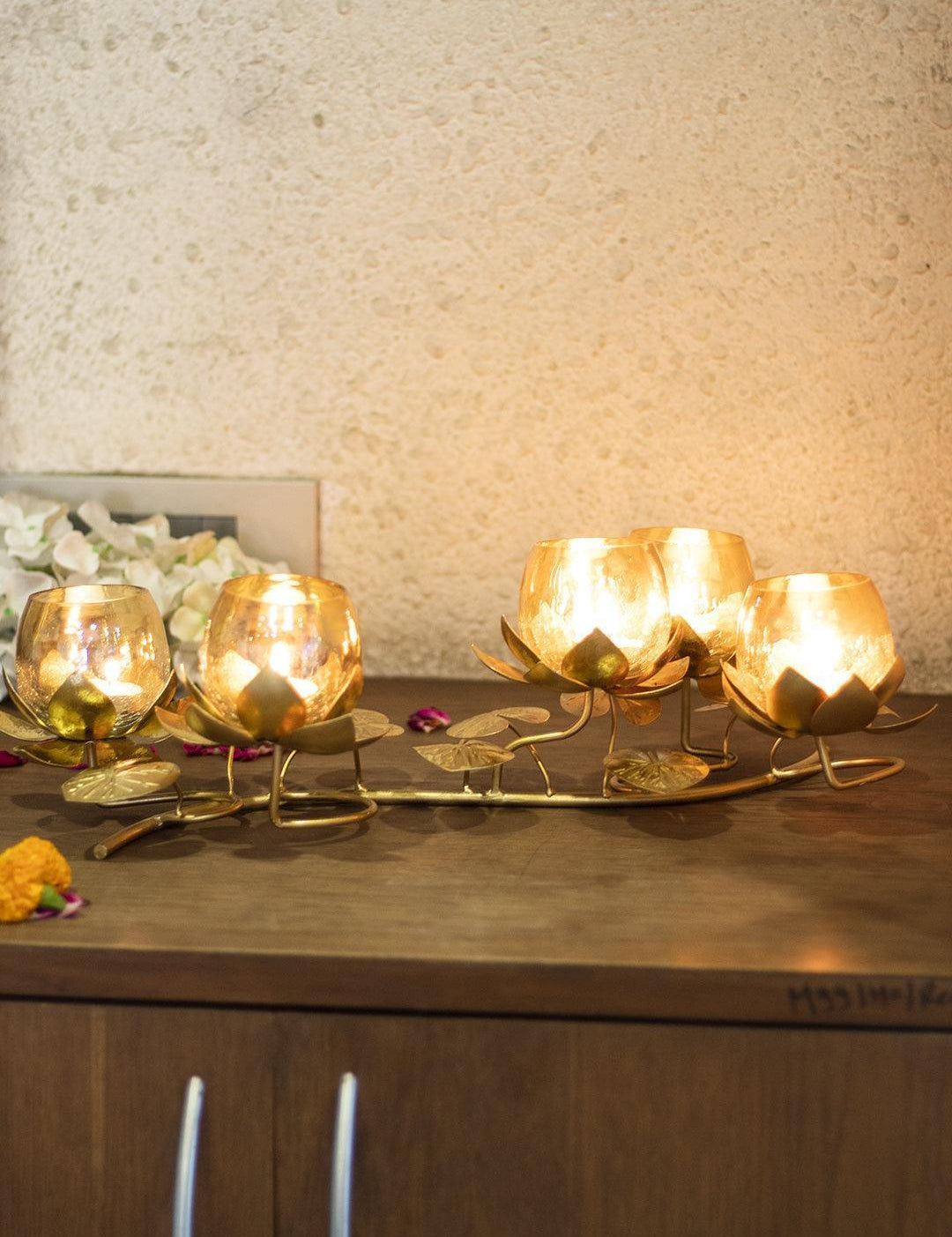 Diwali Decoration Item 5 LOTUS T-LITE HOLDER