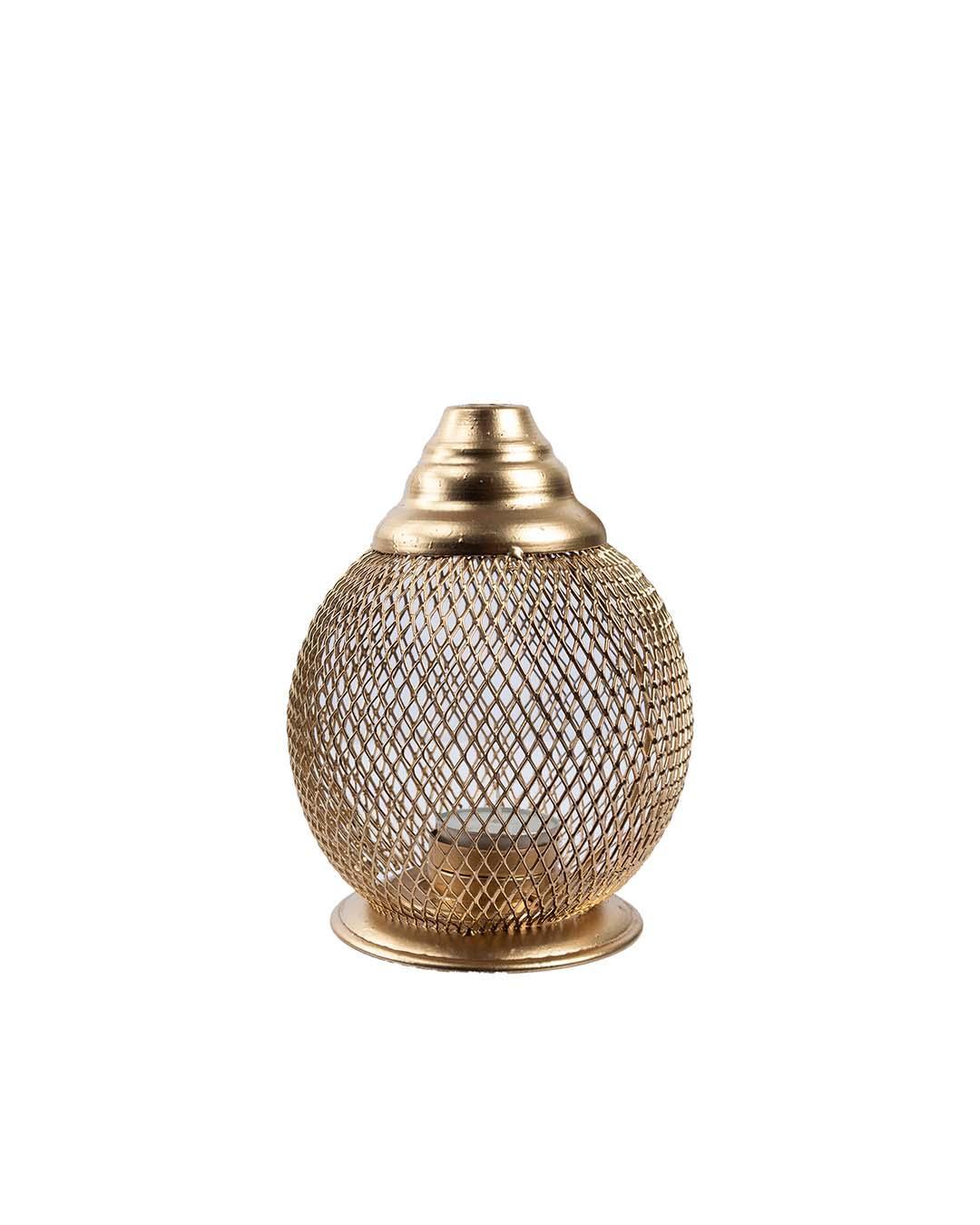 Hanging T-Light Holder, Diwali Décor, Gold, Iron - MARKET 99