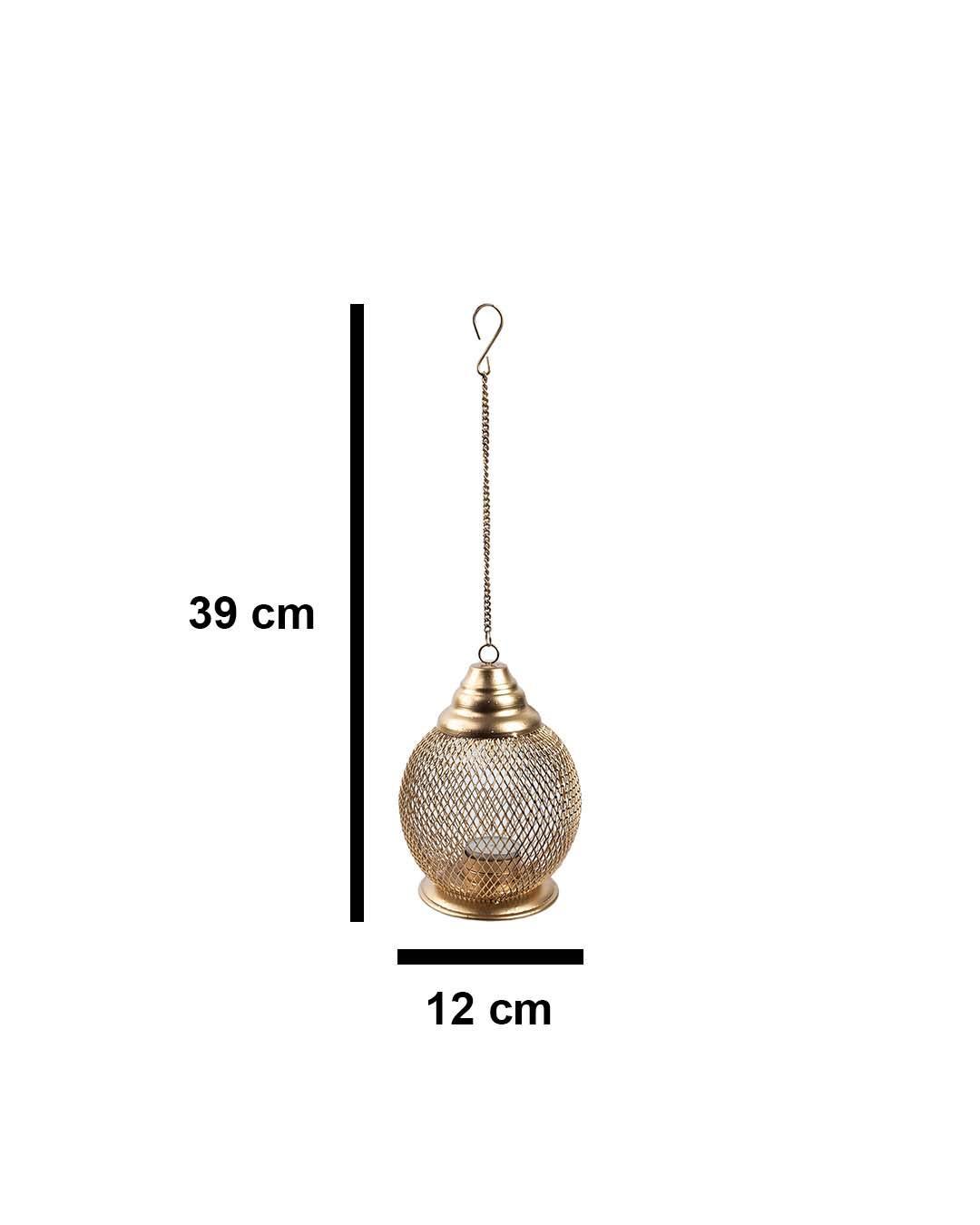 Hanging T-Light Holder, Diwali Décor, Gold, Iron - MARKET 99