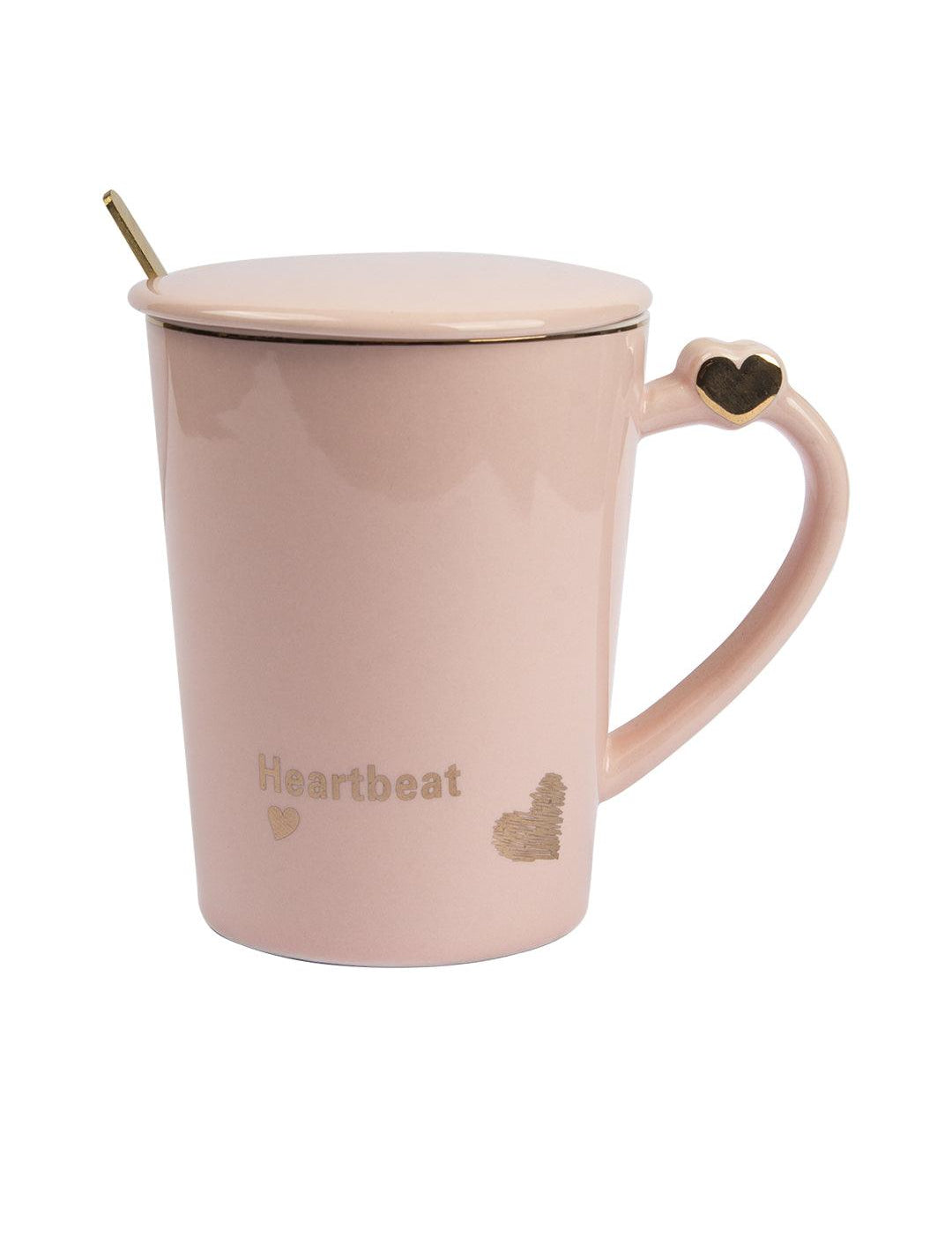 "Heartbeat' Coffee Mugs - (380mL, Peach) - MARKET 99