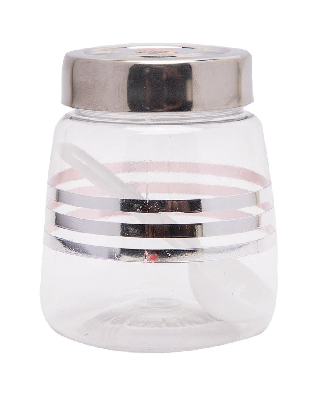 Jar, with Steel Cap, Transparent & Silver, Plastic, Set of 3, 200 mL - MARKET 99