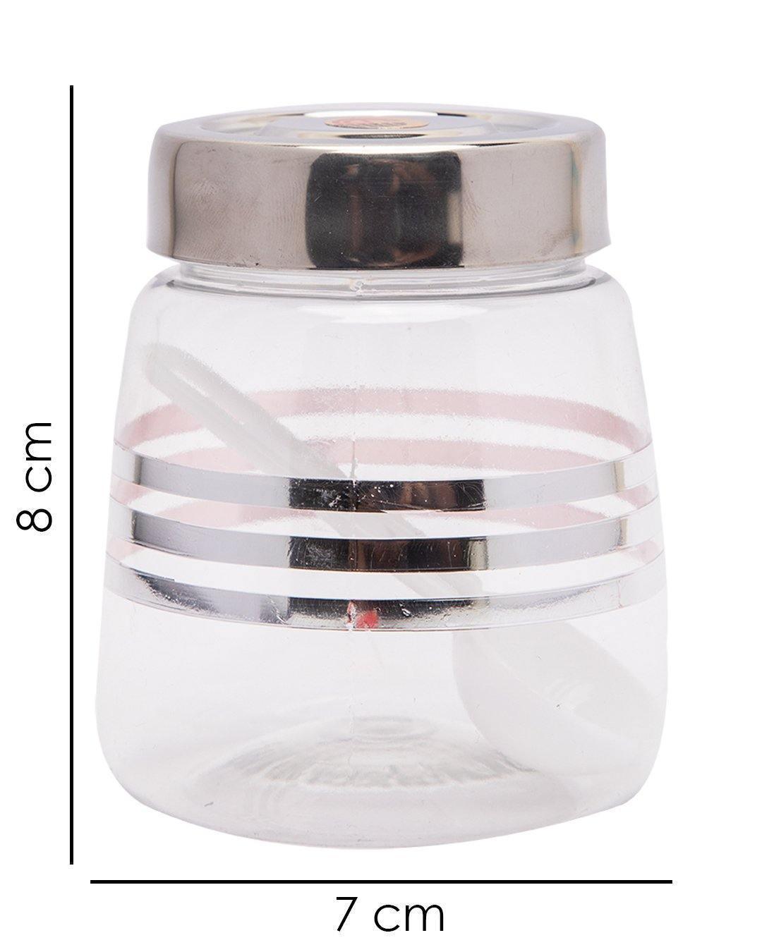 Jar, with Steel Cap, Transparent & Silver, Plastic, Set of 3, 200 mL - MARKET 99