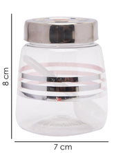 Jar, with Steel Cap, Transparent & Silver, Plastic, Set of 3, 200 mL - MARKET 99
