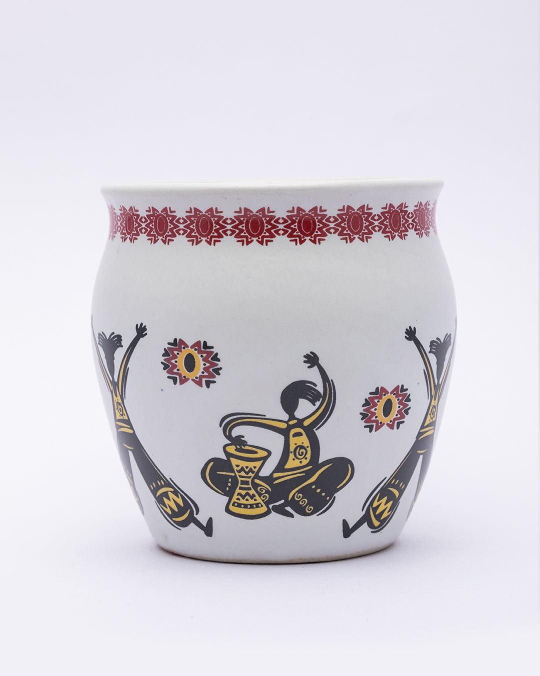 Kulhads, Hand Painted, Handmade, Indian Traditional Style Kulhad, Off White Colour, Ceramic, Set of 6, 130 mL - MARKET 99