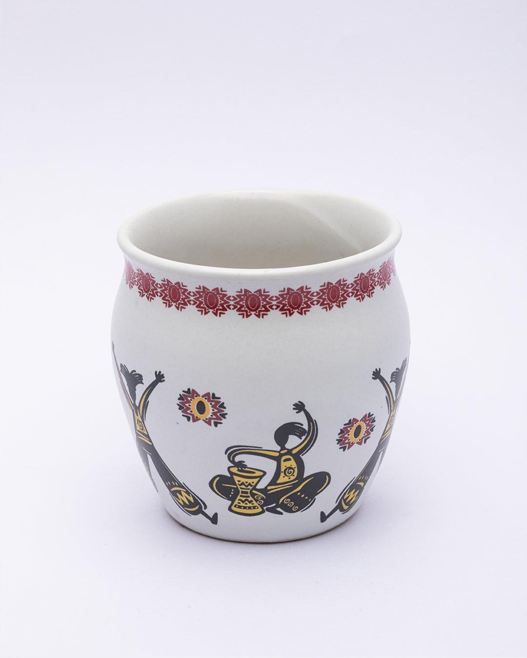 Kulhads, Hand Painted, Handmade, Indian Traditional Style Kulhad, Off White Colour, Ceramic, Set of 6, 130 mL - MARKET 99