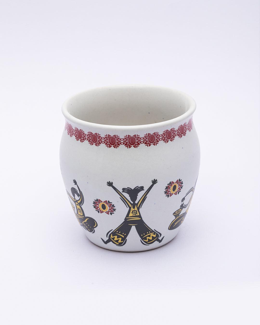 Kulhads, Hand Painted, Handmade, Indian Traditional Style Kulhad, Off White Colour, Ceramic, Set of 6, 130 mL - MARKET 99