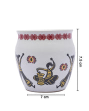 Kulhads, Hand Painted, Handmade, Indian Traditional Style Kulhad, Off White Colour, Ceramic, Set of 6, 130 mL - MARKET 99