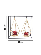 Lighting Nordic Hanging Votive Holder, Diwali Special, Black & Gold, Iron