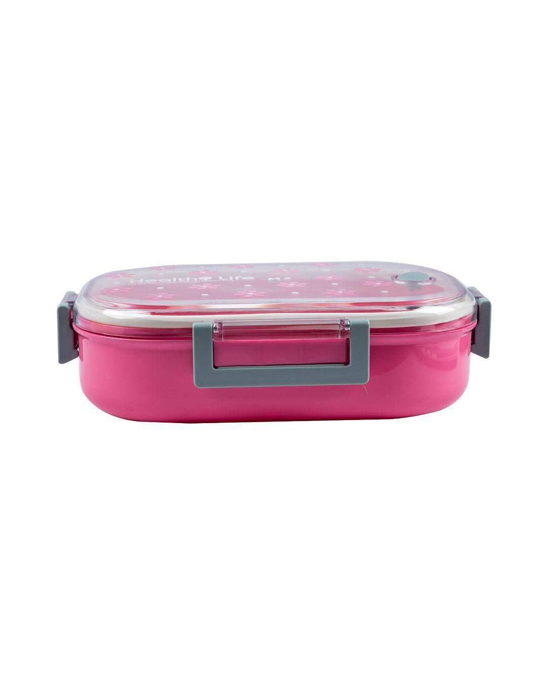 Lunch Box, Floral Print, Pink, Plastic - MARKET 99