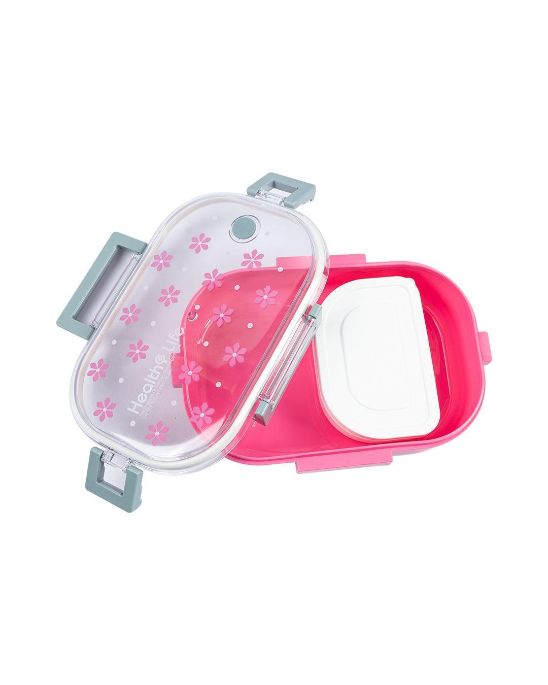 Lunch Box, Floral Print, Pink, Plastic - MARKET 99
