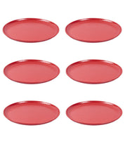 Market 99 Hammered Melamine Tableware Red Glossy Finish Full Plates for Dining Table (Set Of 6, Red) - MARKET 99