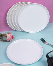 Market 99 Hammered Melamine Tableware White Glossy Finish Quarter Plates for Dining Table (Set Of 6, White) - MARKET 99