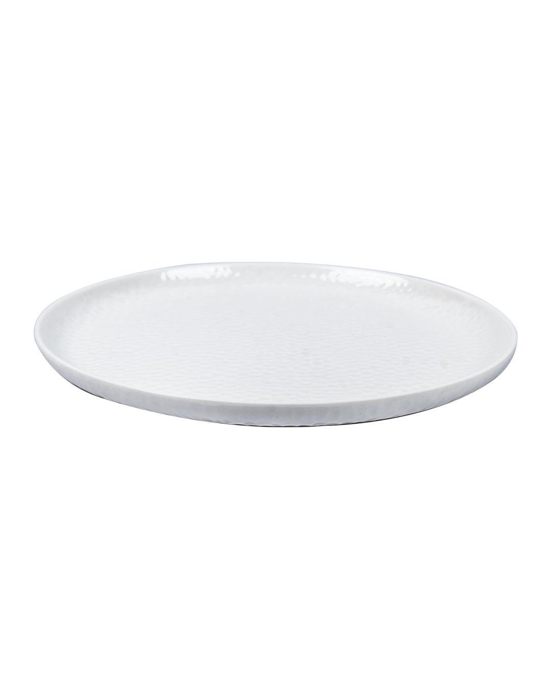 Market 99 Hammered Melamine Tableware White Glossy Finish Quarter Plates for Dining Table (Set Of 6, White) - MARKET 99