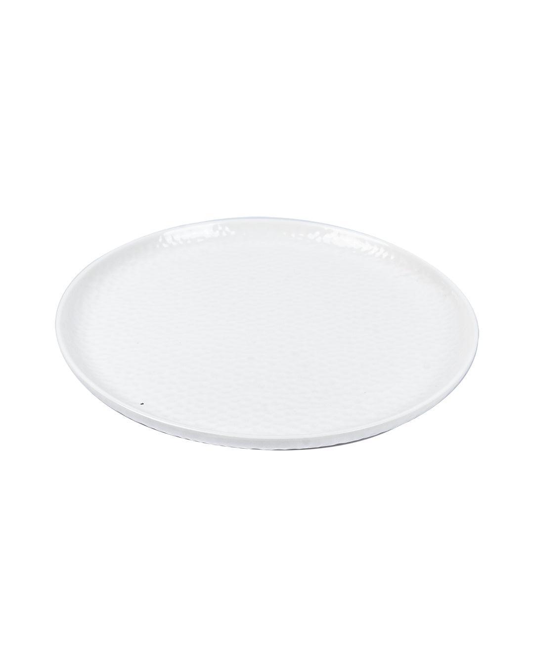 Market 99 Hammered Melamine Tableware White Glossy Finish Quarter Plates for Dining Table (Set Of 6, White) - MARKET 99