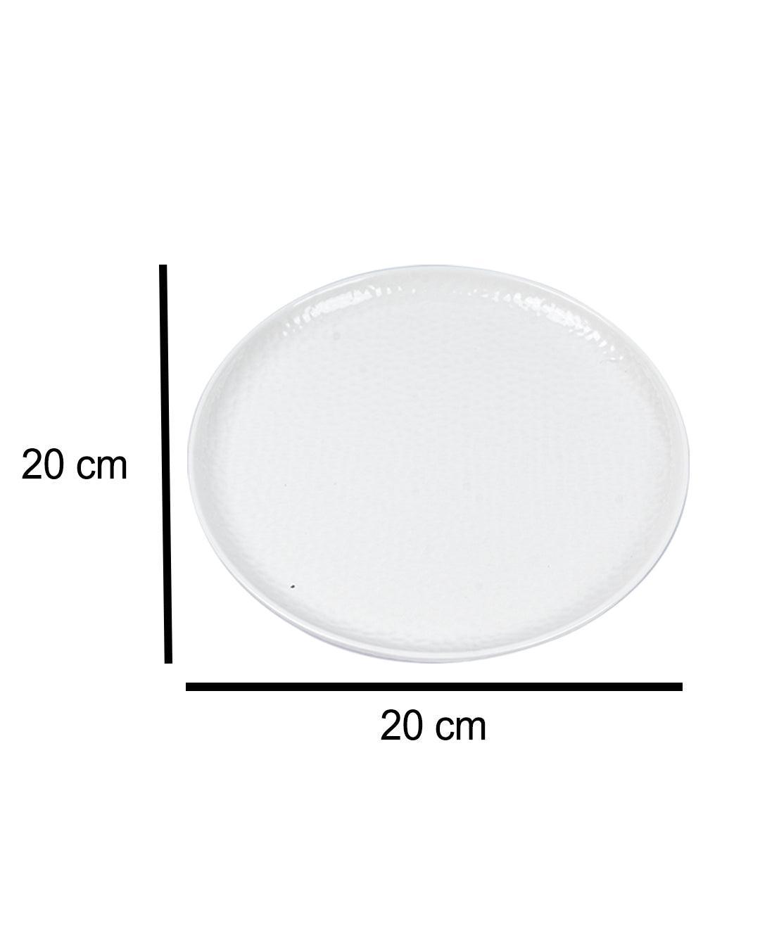 Market 99 Hammered Melamine Tableware White Glossy Finish Quarter Plates for Dining Table (Set Of 6, White) - MARKET 99