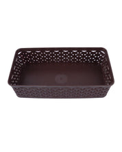 Market 99 Medium Plastic Multipurpose Storage Basket ( Set Of 4, Solid Brown Colour) - MARKET 99