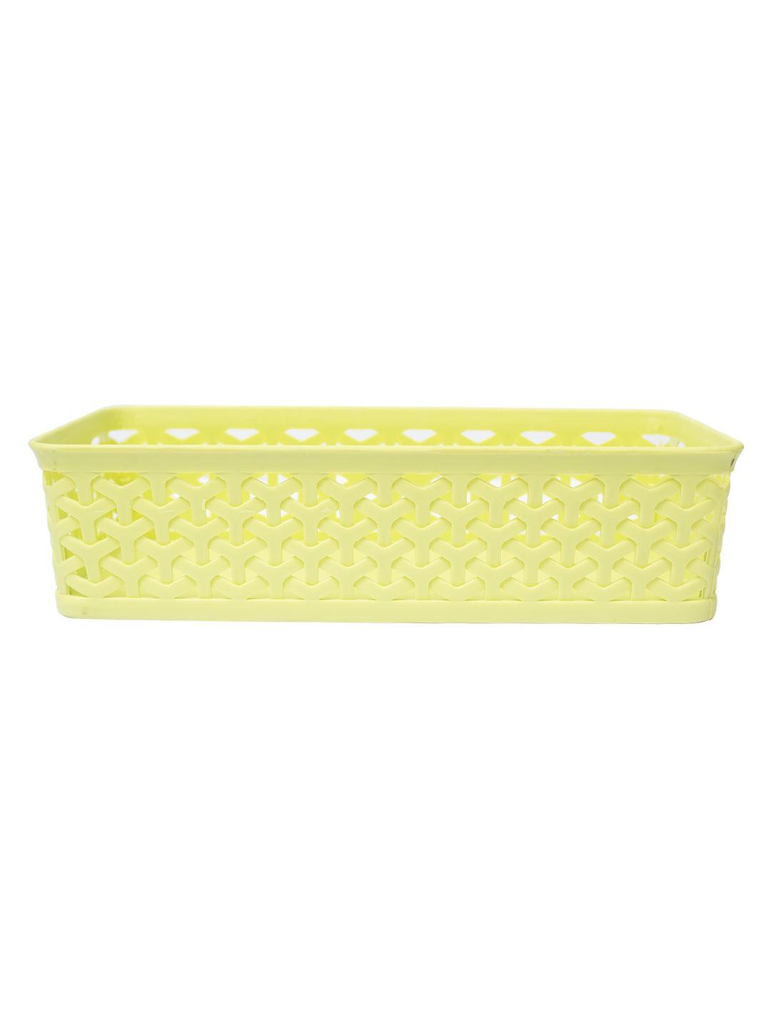 Market 99 Medium Plastic Multipurpose Storage Basket ( Set Of 4, Solid Green Colour) - MARKET 99