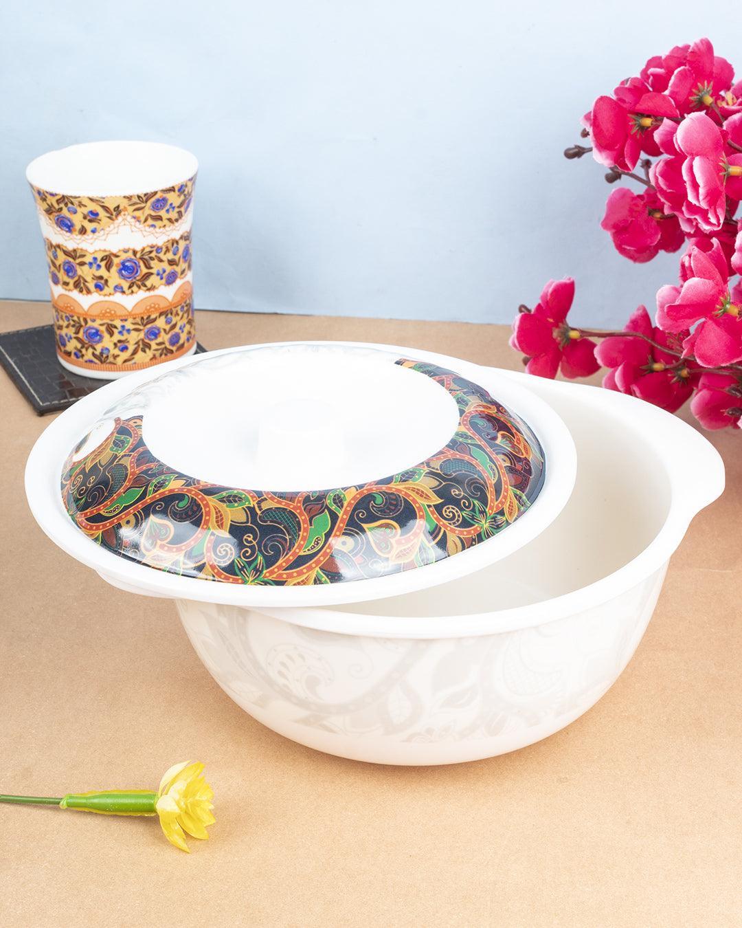Market 99 Melamine Tableware Glossy Finish Dual Glazed Casserole with Lid for Dining Table - MARKET 99