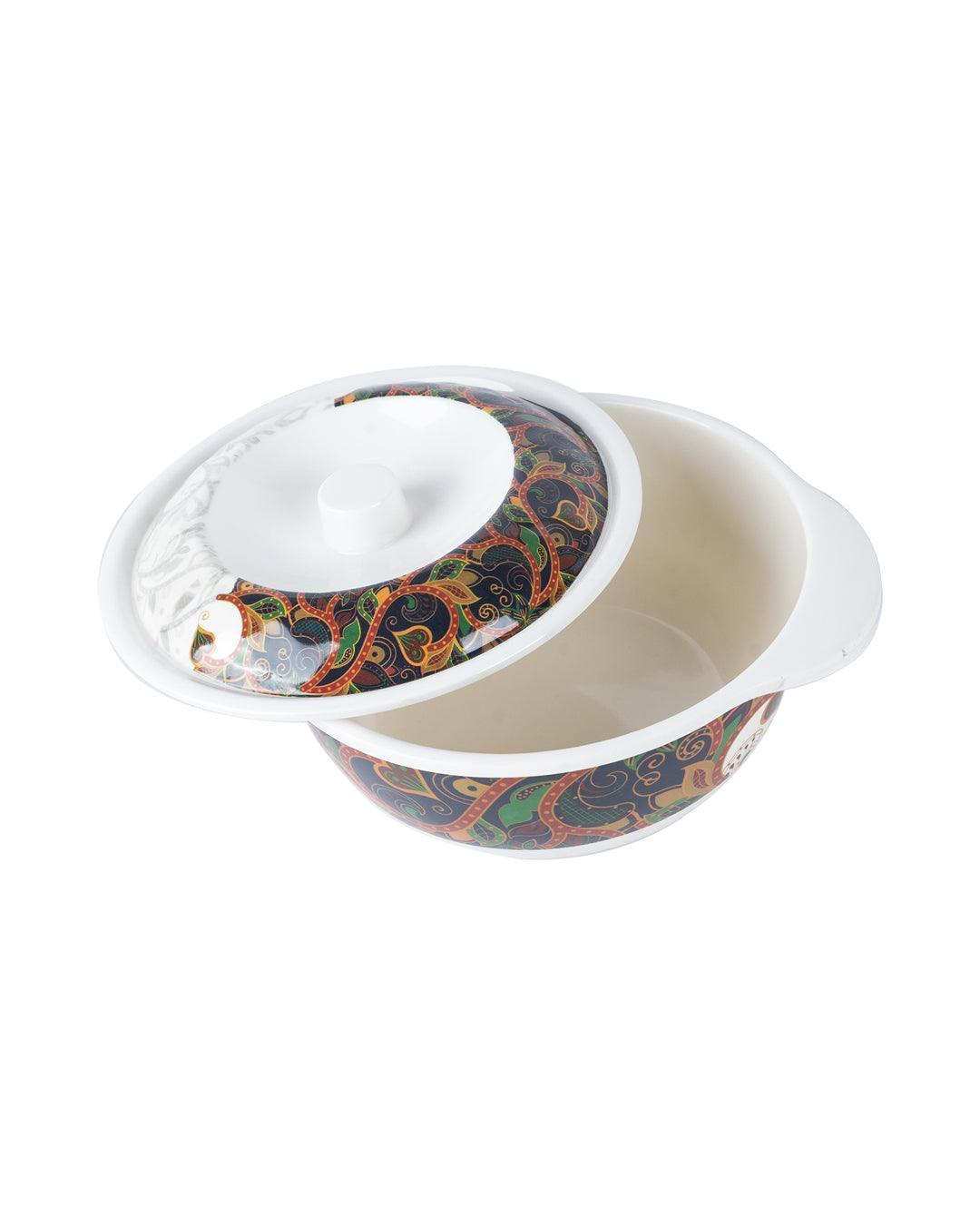 Market 99 Melamine Tableware Glossy Finish Dual Glazed Casserole with Lid for Dining Table - MARKET 99