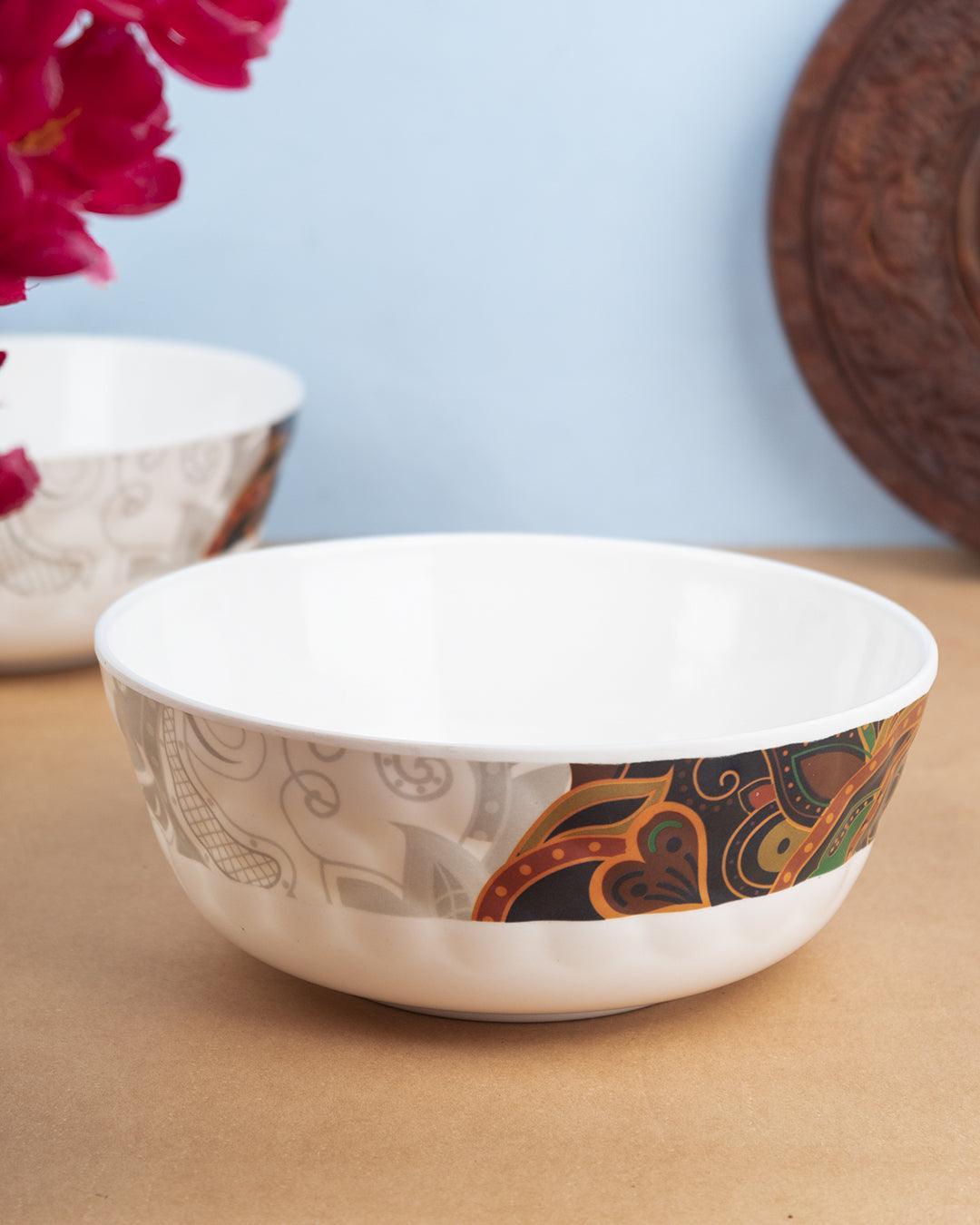 Market 99 Melamine Tableware Glossy Finish Dual Glazed Serving Bowls for Dining Table (Set Of 2, 1300 mL ) - MARKET 99