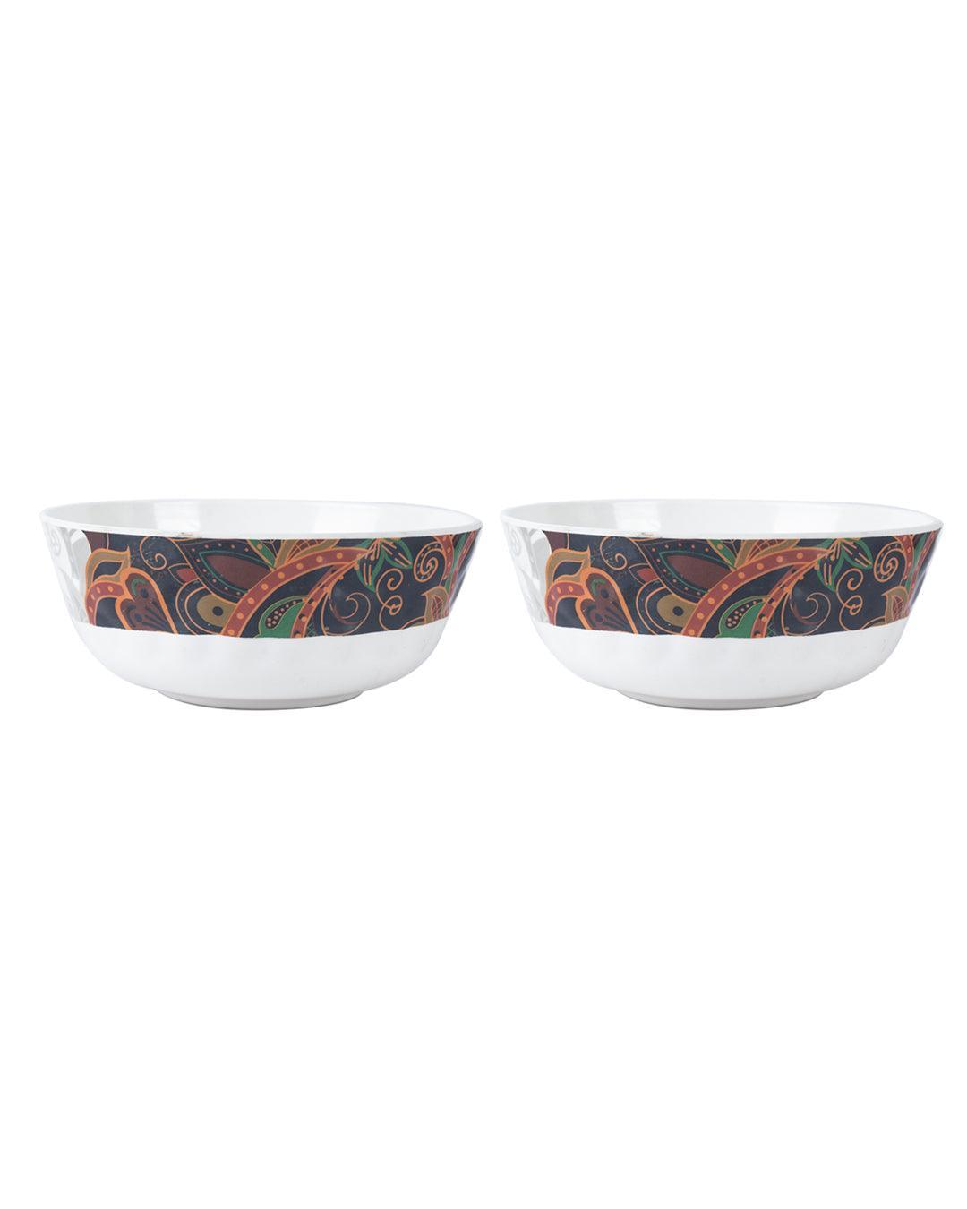Market 99 Melamine Tableware Glossy Finish Dual Glazed Serving Bowls for Dining Table (Set Of 2, 1300 mL ) - MARKET 99