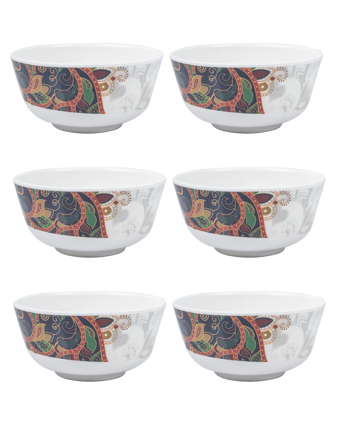 Market 99 Melamine Tableware Glossy Finish Dual Glazed Soup Bowls for Dining Table (Set Of 6, 250 mL ) - MARKET 99
