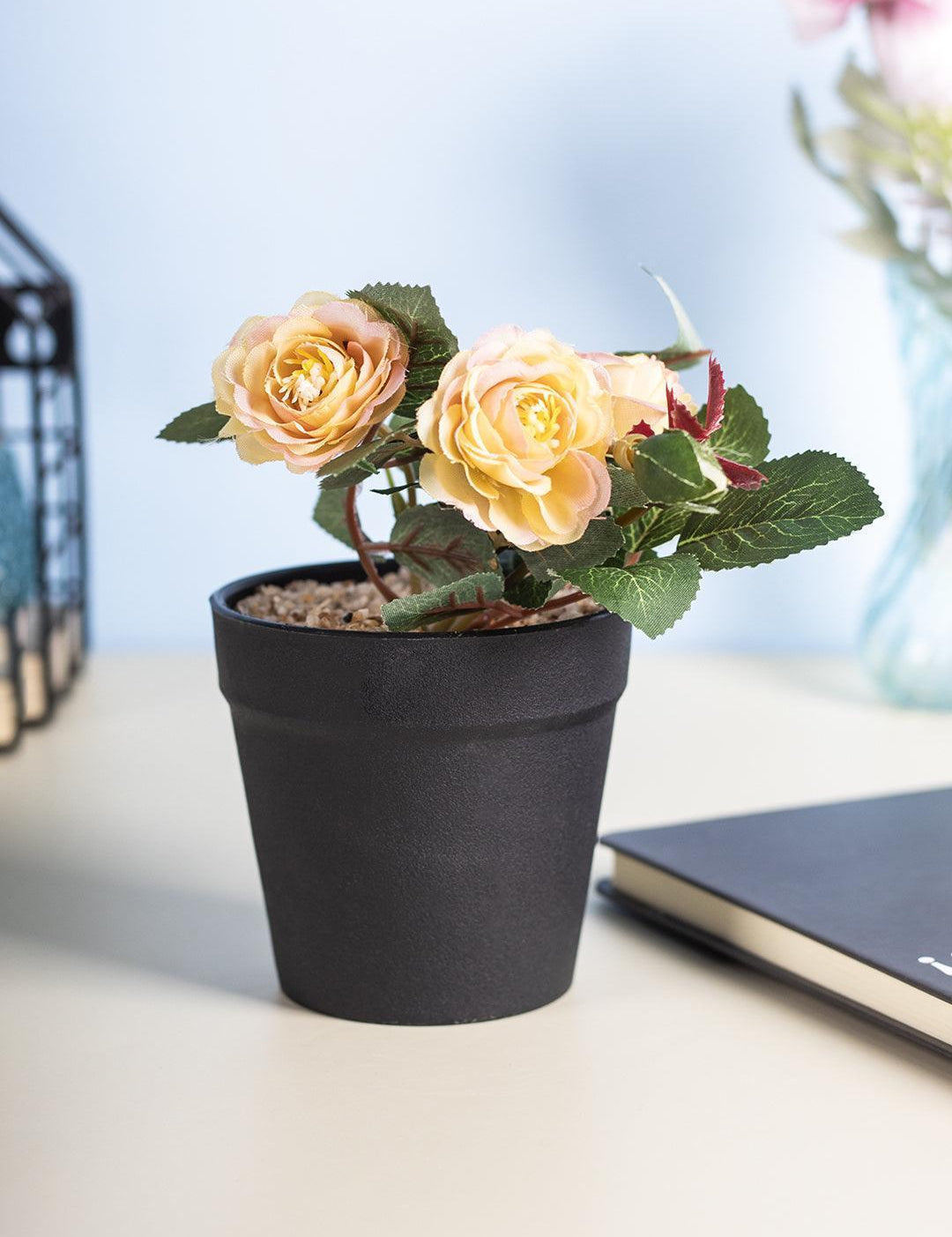 Market 99 Realistic Artificial Bonsai Fake Rose Flower Plant Pot - MARKET 99