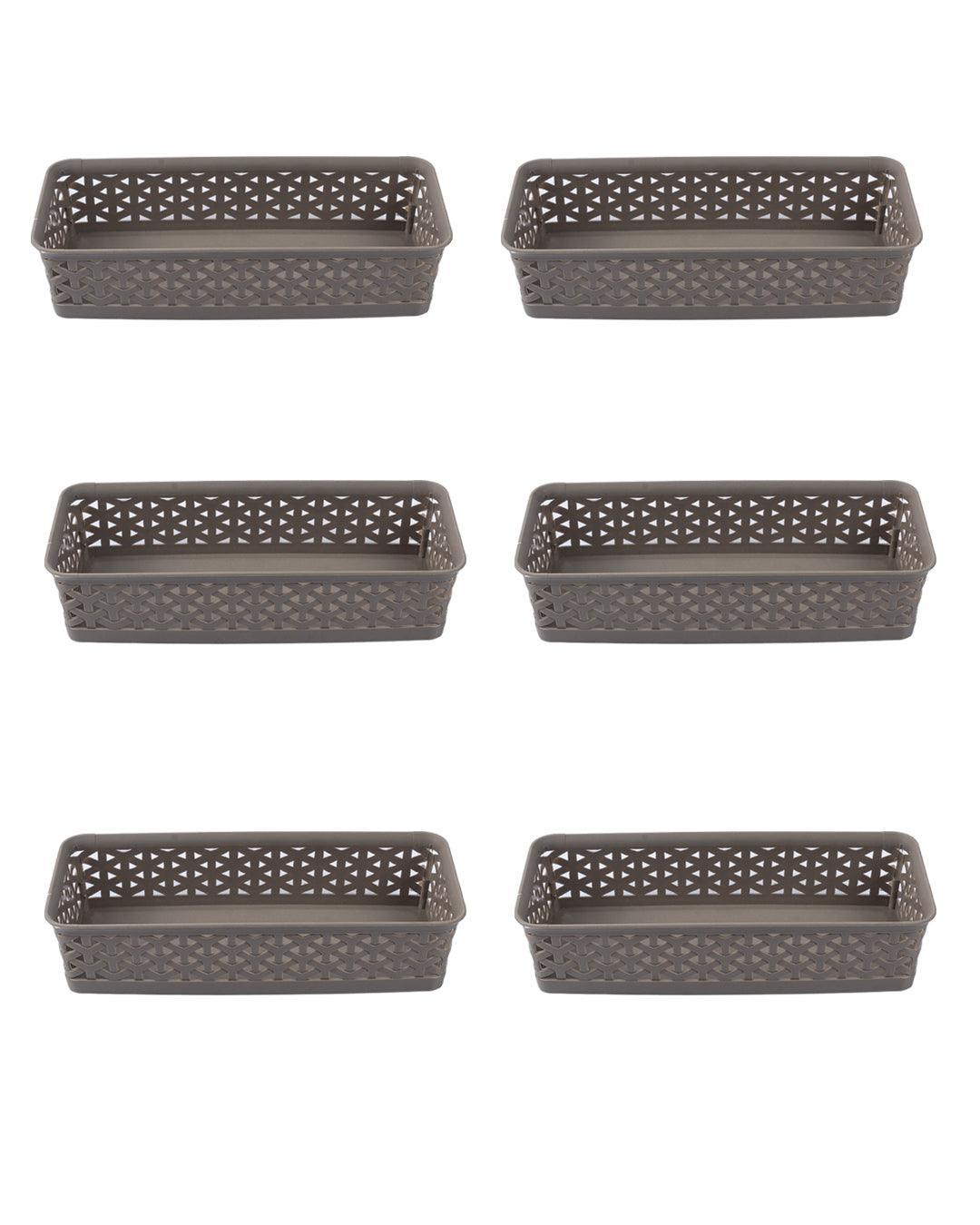 Market 99 Small Plastic Multipurpose Storage Basket ( Set Of 6, Solid Beige Colour) - MARKET 99