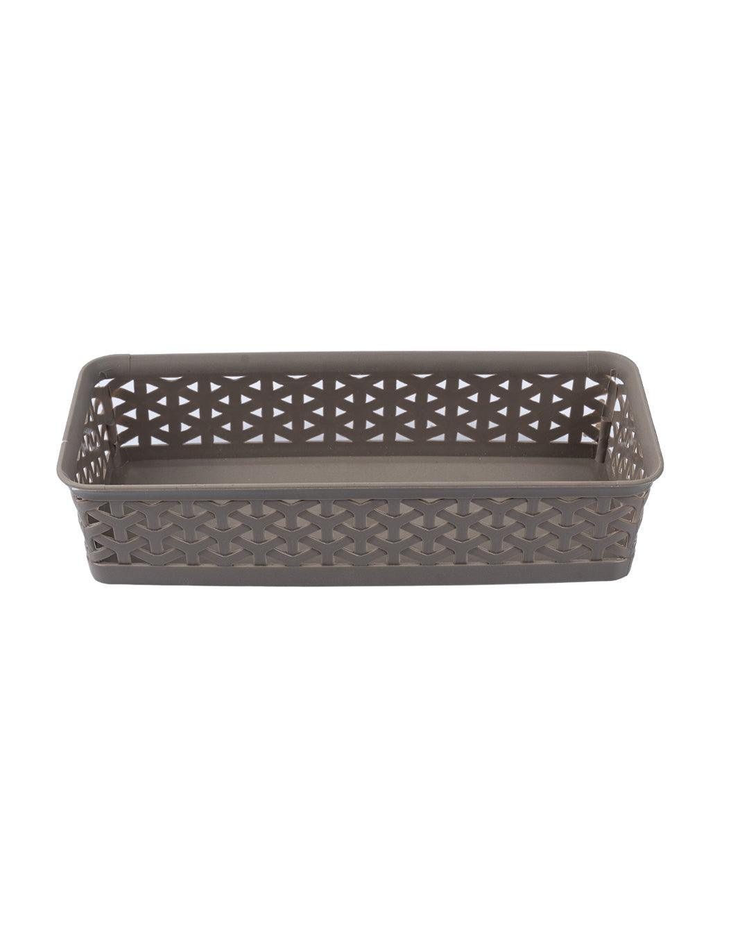 Market 99 Small Plastic Multipurpose Storage Basket ( Set Of 6, Solid Beige Colour) - MARKET 99
