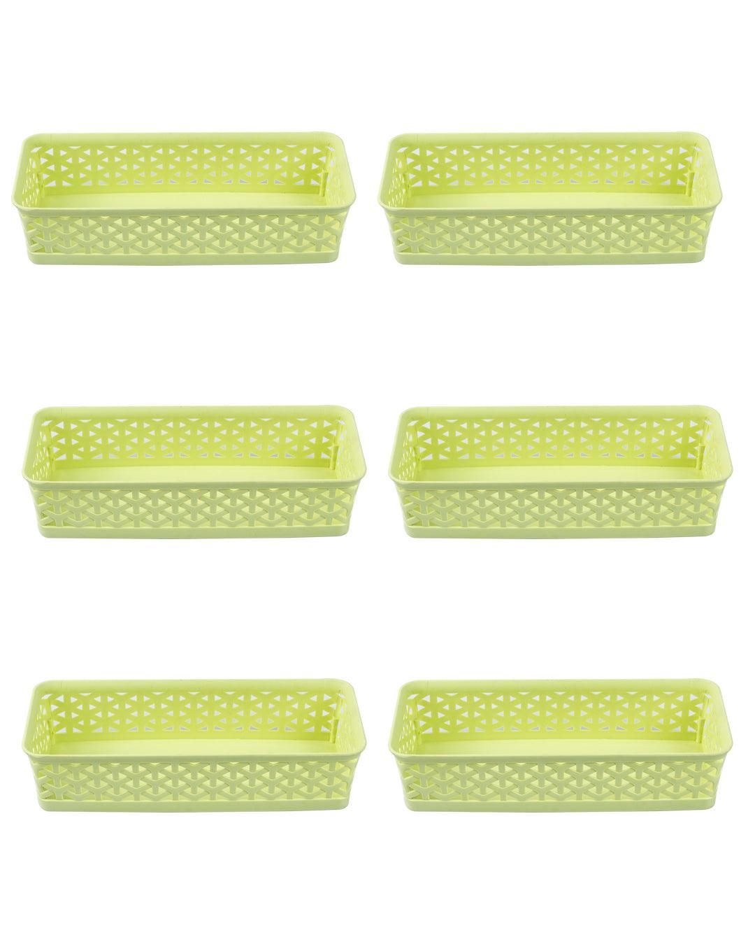 Market 99 Small Plastic Multipurpose Storage Basket ( Set Of 6, Solid Green Colour) - MARKET 99