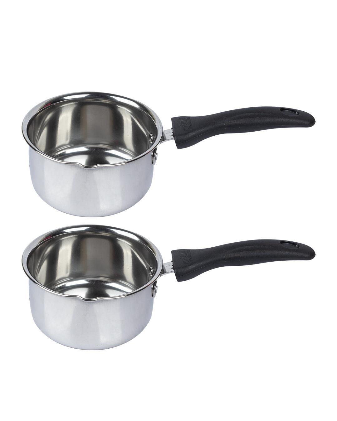 Market 99 Stainless Steel Flat Bottom Sauce Pans, Size No. 9 & 10 (Set Of 2, 850+1100 mL) - MARKET 99