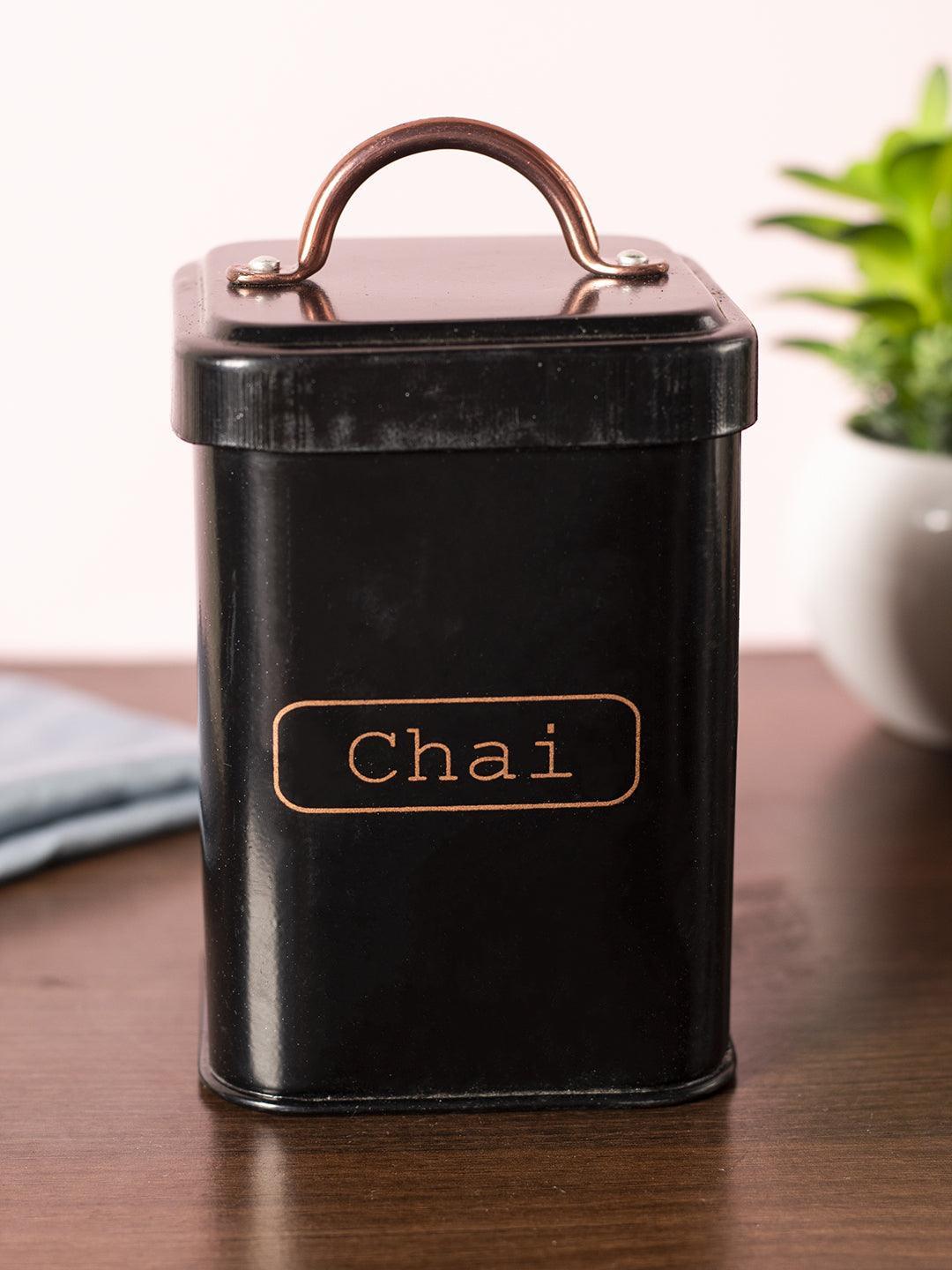 Market99 Chai Jar, Kitchen Decorative, Countertop Metal Storage Jar, Black, Mild Steel | (1 Litre) - MARKET 99