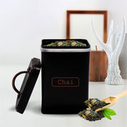 Market99 Chai Jar, Kitchen Decorative, Countertop Metal Storage Jar, Black, Mild Steel | (1 Litre) - MARKET 99
