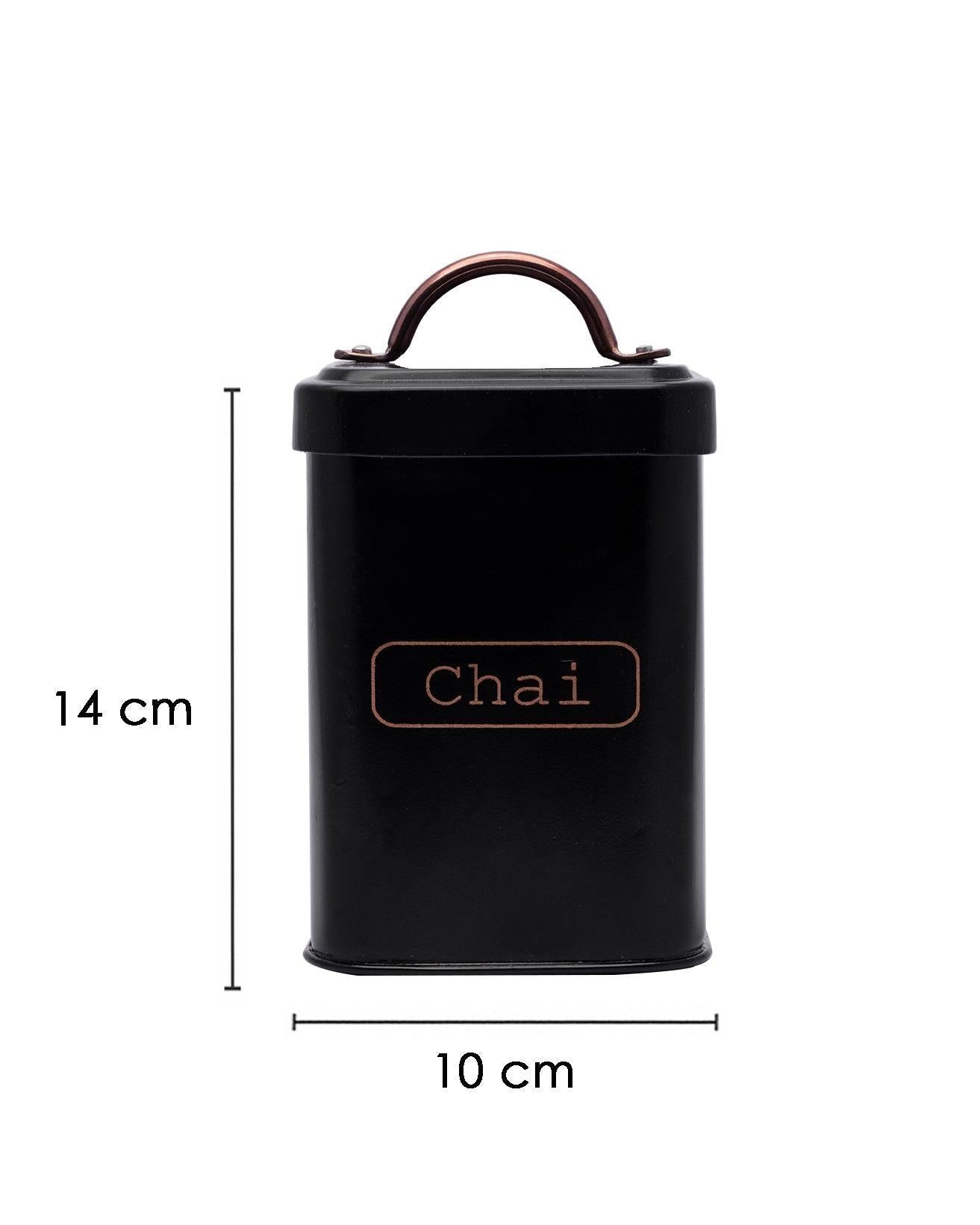 Market99 Chai Jar, Kitchen Decorative, Countertop Metal Storage Jar, Black, Mild Steel | (1 Litre) - MARKET 99