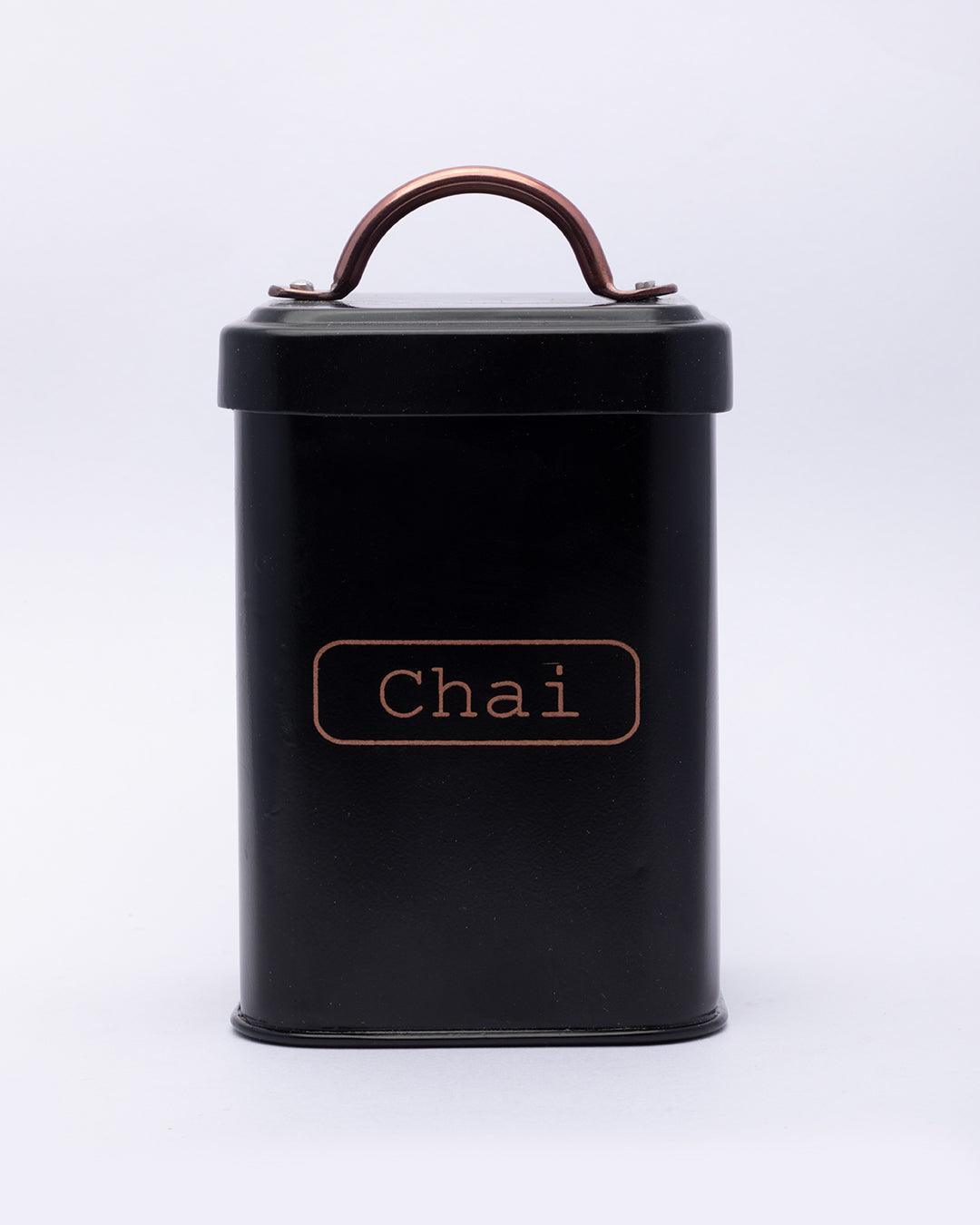 Market99 Chai Jar, Kitchen Decorative, Countertop Metal Storage Jar, Black, Mild Steel | (1 Litre) - MARKET 99