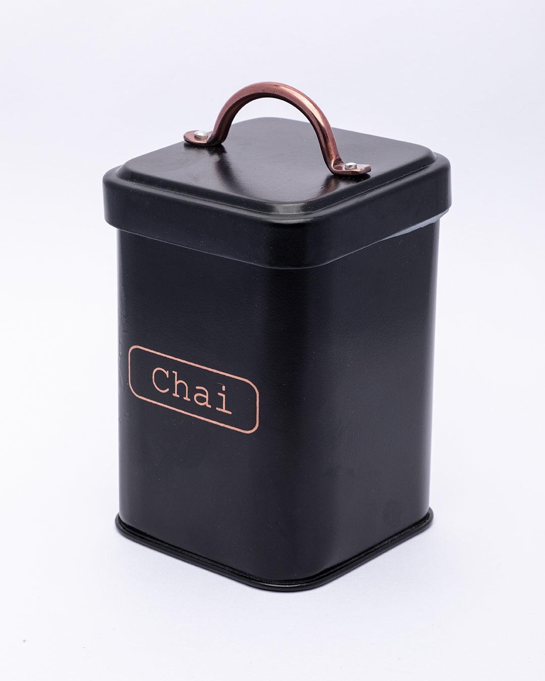 Market99 Chai Jar, Kitchen Decorative, Countertop Metal Storage Jar, Black, Mild Steel | (1 Litre) - MARKET 99