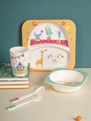 Market99 Children'S Pastel Dinner Set 1 Plate, 1 Bowl, 1 Tumbler, 1 Fork & 1 Spoon - MARKET 99