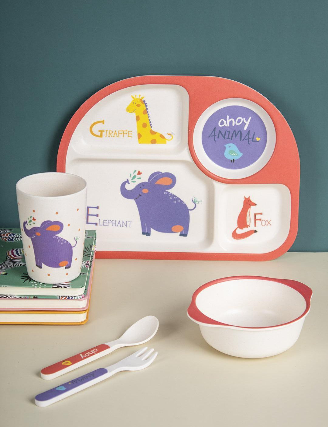 Market99 Children'S Pastel Dinner Set 1 Plate, 1 Bowl, 1 Tumbler, 1 Fork & 1 Spoon - MARKET 99
